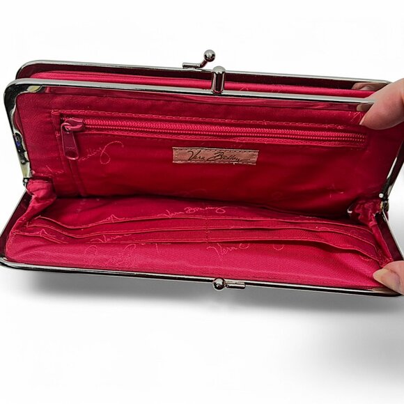 Vera Bradley Clutch Wallet Made Me Blush Flowal Closure Quilted Double Kisslock - Picture 4 of 9